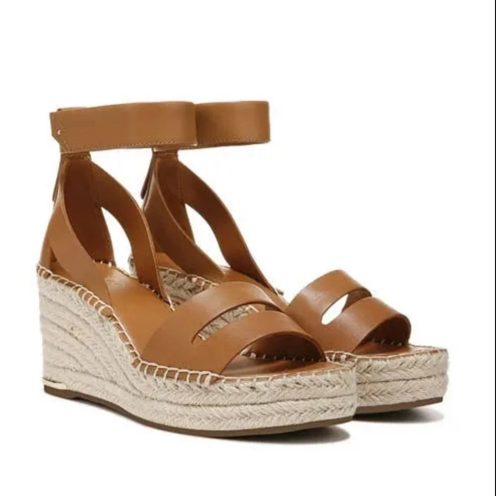 121. Franco Sarto Callia Wedge sandal size 11 cuoio cognac braided espadrilles